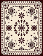 Dark Crimson Snowflake Floral Medallion Rug