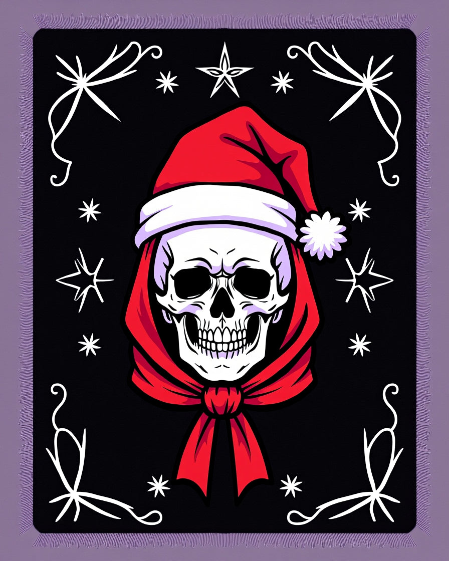 Dark Skull Christmas Star Accents Rug