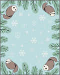 Cute Sloth Snowfall Forest Rug