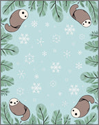 Cute Sloth Snowfall Forest Rug
