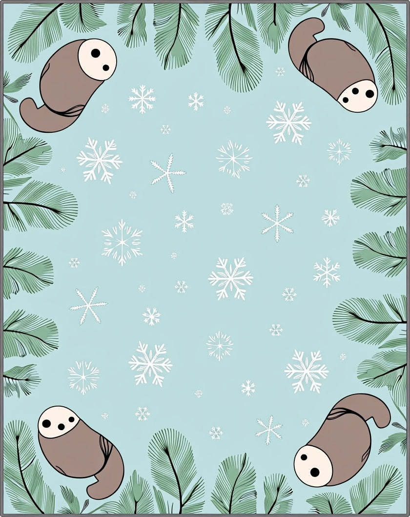 Cute Sloth Snowfall Forest Rug