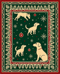 Festive Golden Dogs Snowflake Garland Rug