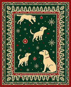Festive Golden Dogs Snowflake Garland Rug