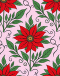 Vibrant Red Floral Vines Pink Rug
