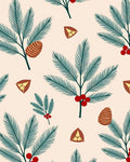 Winter Pine Cone Berry Branch Rug