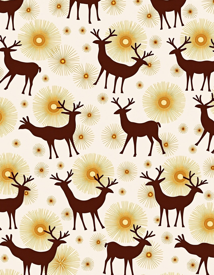 Brown Deer Yellow Sunburst Background Rug