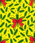 Festive Red Bow Green Pine Sprigs Rug