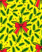 Festive Red Bow Green Pine Sprigs Rug