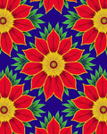 Vibrant Red Yellow Floral Medallion Rug