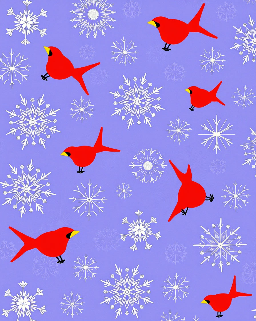 Red Cardinal Snowflakes Lilac Background Rug
