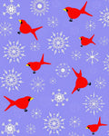 Red Cardinal Snowflakes Lilac Background Rug