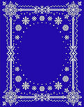 Royal Blue Snowflakes Medallion Frame Rug