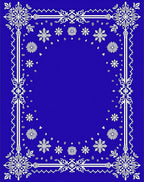 Royal Blue Snowflakes Medallion Frame Rug