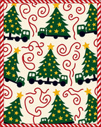 Vintage Green Truck Christmas Tree Rug