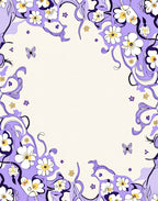 Whimsical Purple Floral Butterfly Meadow Rug