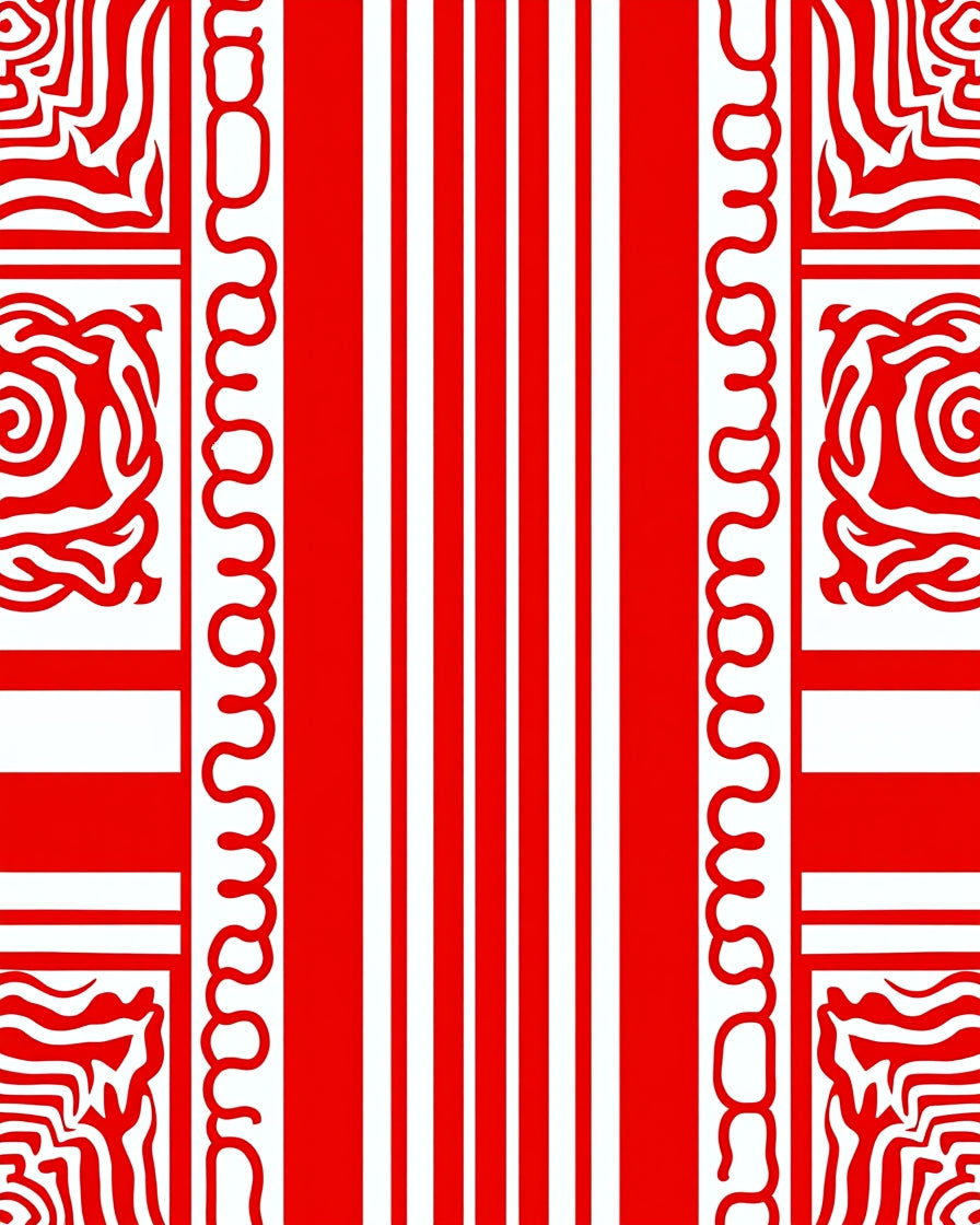 Bold Red Abstract Stripe Medallion Rug