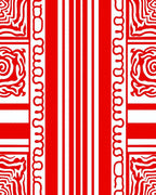 Bold Red Abstract Stripe Medallion Rug