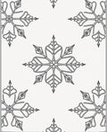 Winter Snowflake Embroidered Black White Rug