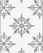 Winter Snowflake Embroidered Black White Rug
