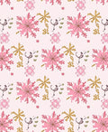 Pink Gold Snowflake Twirl Accent Rug