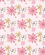 Pink Gold Snowflake Twirl Accent Rug