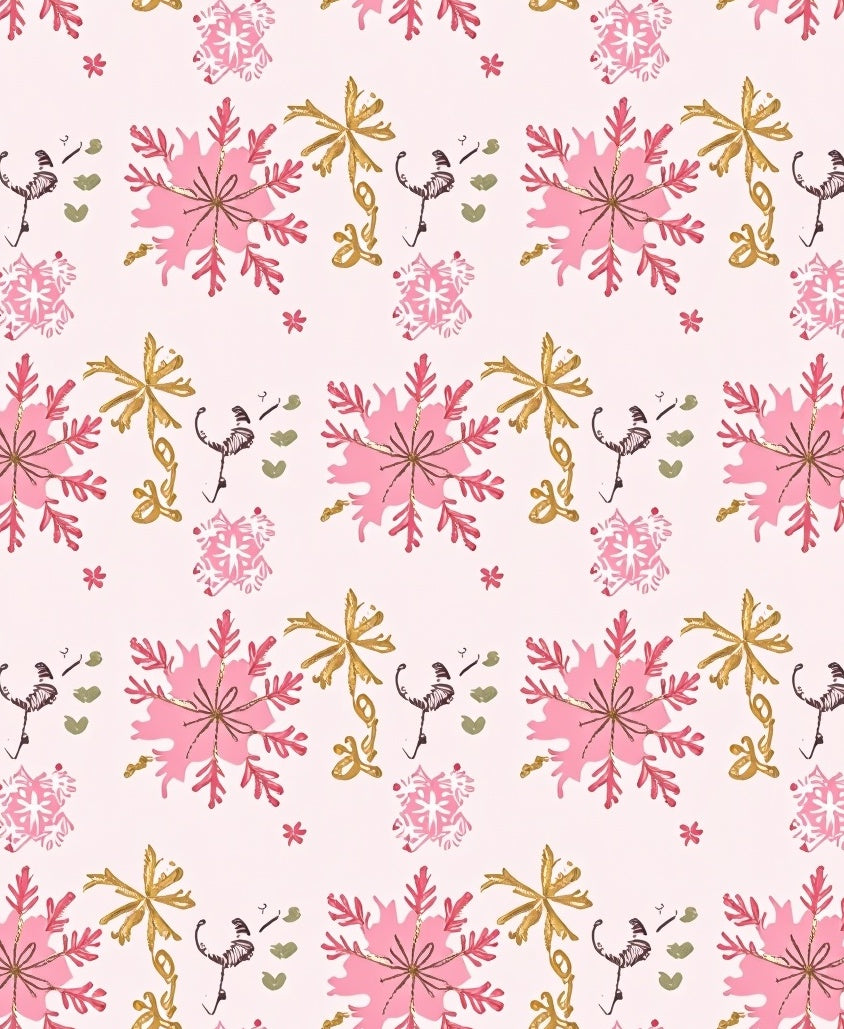 Pink Gold Snowflake Twirl Accent Rug
