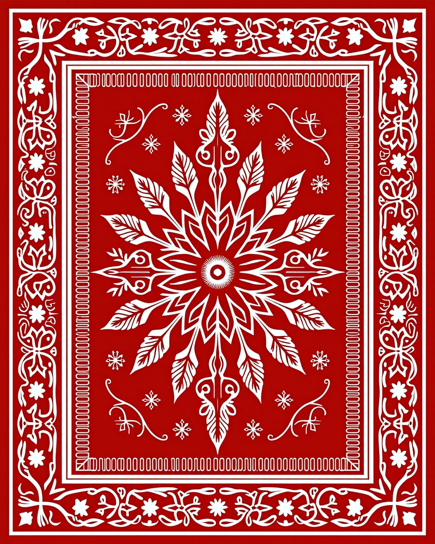 Vibrant Red Floral Medallion Art Rug