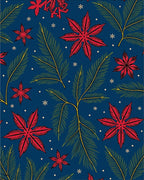 Red Starry Winter Poinsettia Garland Rug