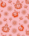 Red Floral Figures Pink Background Rug