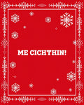Red White Snowflake Winter Border Rug