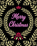 Pink Merry Christmas Laurel Wreath Rug