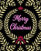 Pink Merry Christmas Laurel Wreath Rug