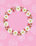 Pink Wreath White Floral Red Berries Rug