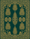 Emerald Green Gold Leaf Border Rug