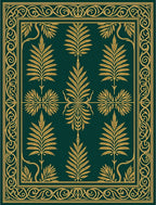 Emerald Green Gold Leaf Border Rug