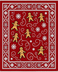 Festive Red Gingerbread Snowflake Border Rug