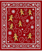 Festive Red Gingerbread Snowflake Border Rug