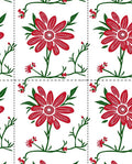 Red Floral Vine Tile Rug