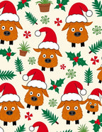 Christmas Highland Cow Holiday Holly Rug