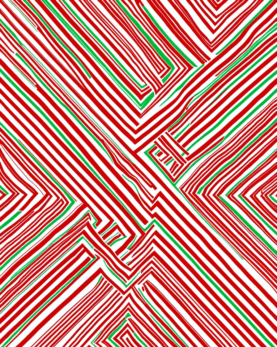 Red Green Diagonal Striped Maze Rug
