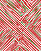 Red Green Diagonal Striped Maze Rug