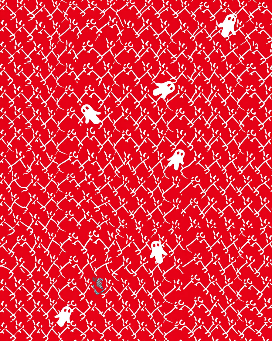 Playful White Ghost Red Background Rug