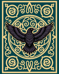 Dark Raven Golden Swirl Teal Rug