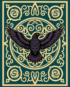 Dark Raven Golden Swirl Teal Rug