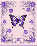 Purple Butterfly Floral Sprigs Rug