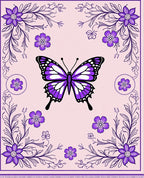 Purple Butterfly Floral Sprigs Rug