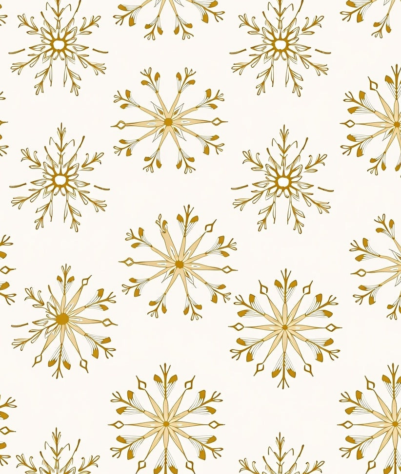 Golden Snowflake Scattered Pattern Rug