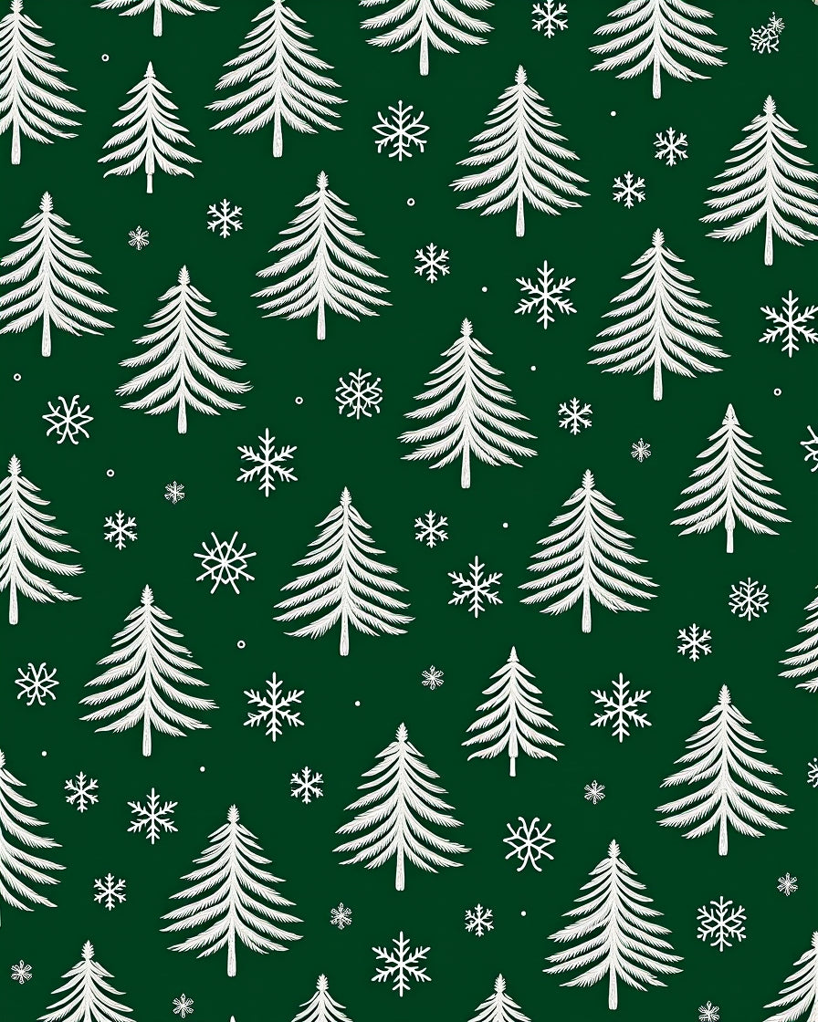 Winter Forest Evergreen Snowflakes Rug