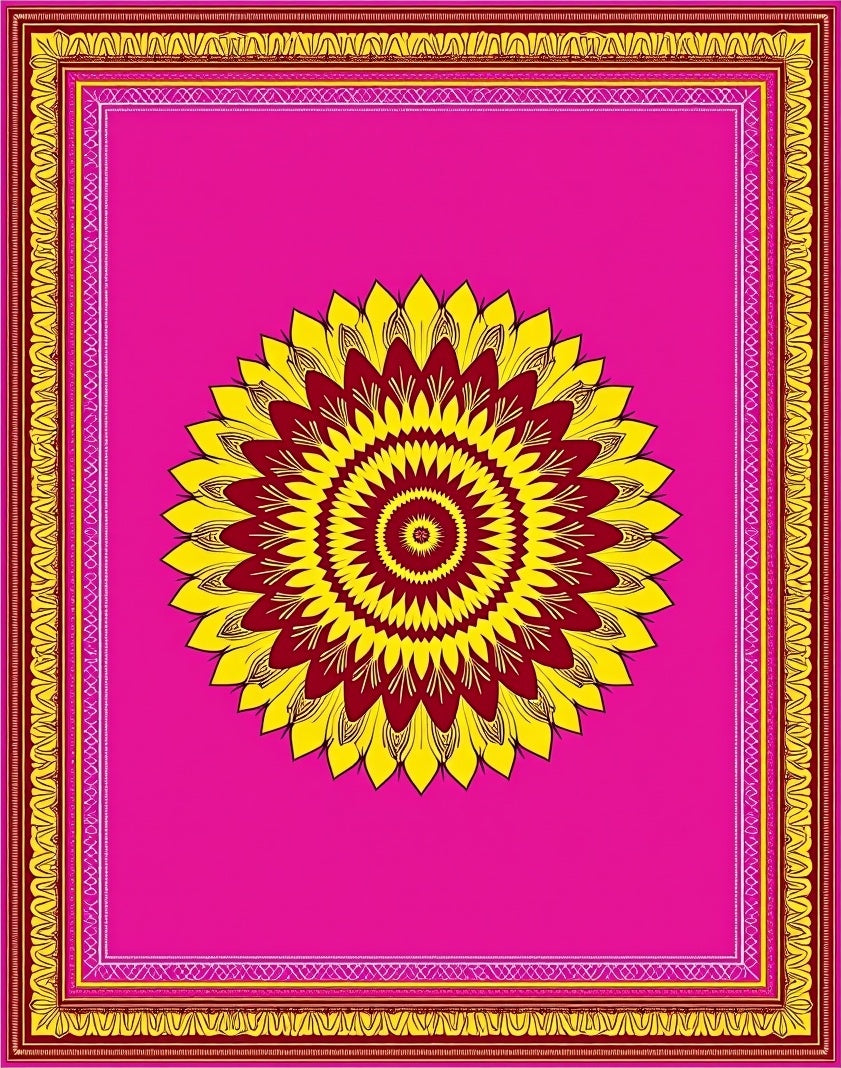 Vibrant Fuchsia Sunflower Mandala Rug