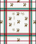 Red Green Gold Plaid Reindeer Collage Rug